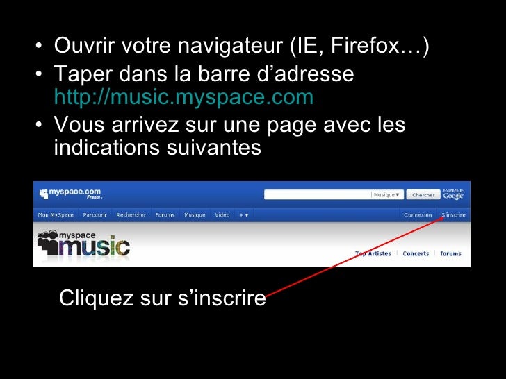 comment s'inscrire sur myspace music