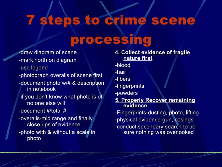 Investigation For Processing The Potential Crime Scene