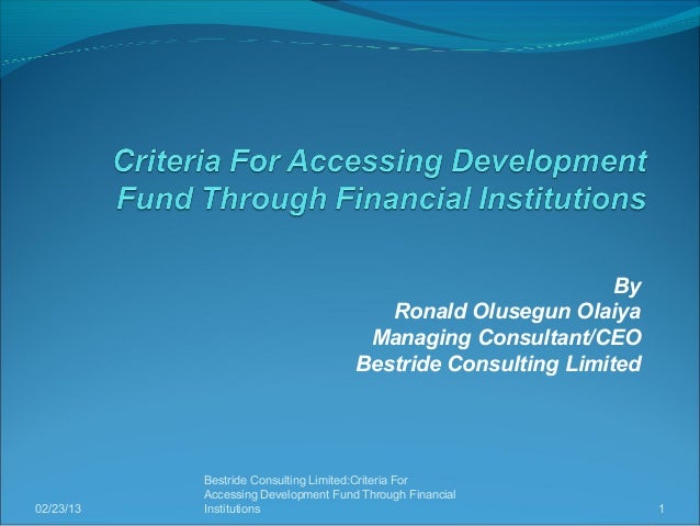 performance of development financial institutions in performance of development financial institutions in