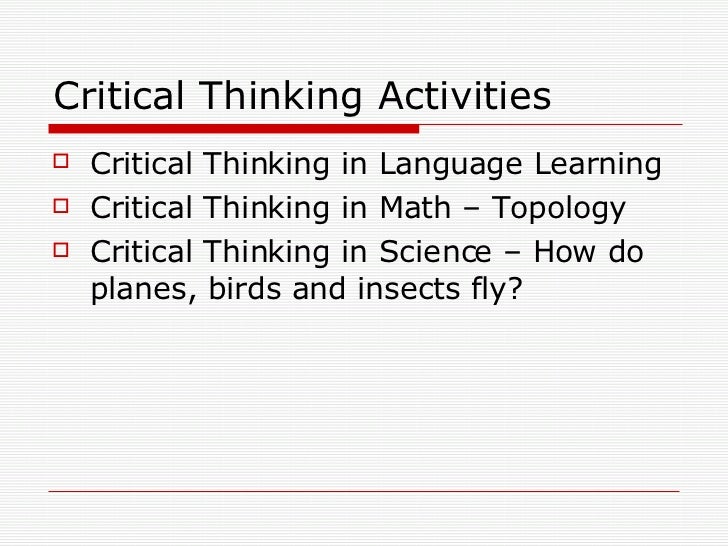 Critical and creative thinking activities grade 1