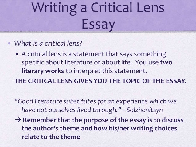 Critical lens essay directions