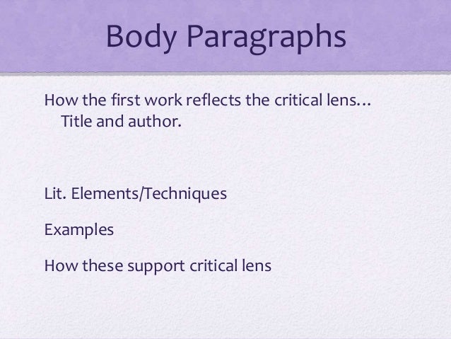 How to write a critical lens essay with two works