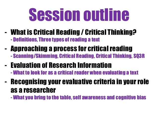 Critical reading v. critical thinking