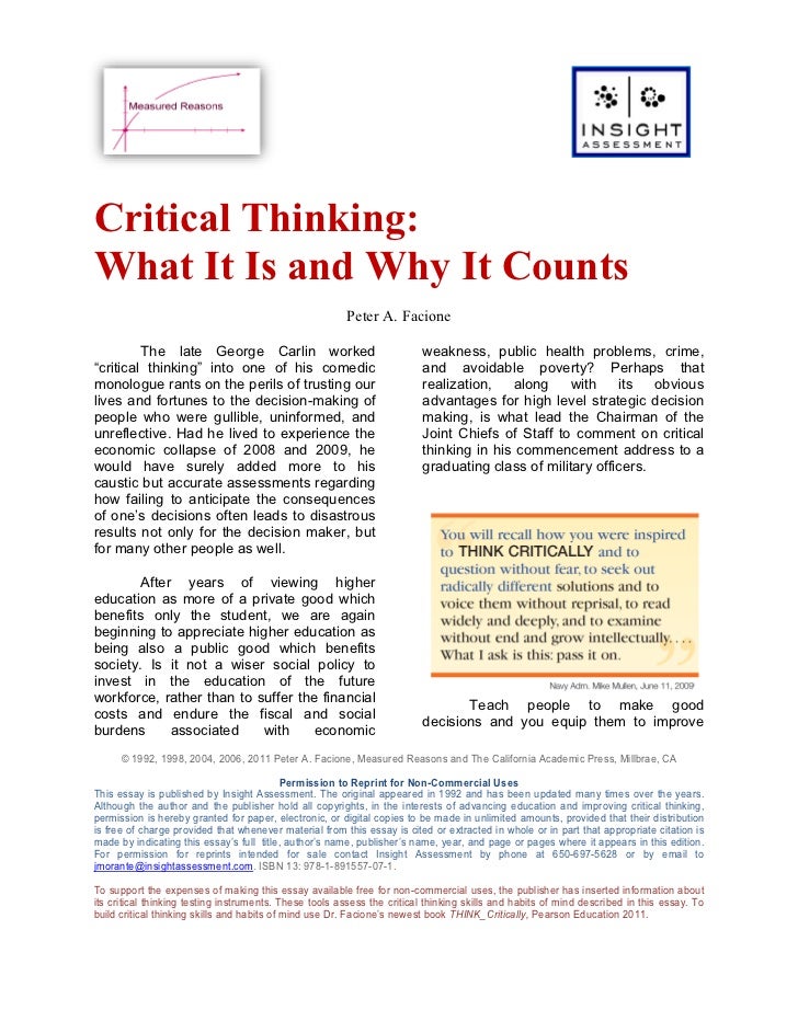 Assessing critical thinking skills