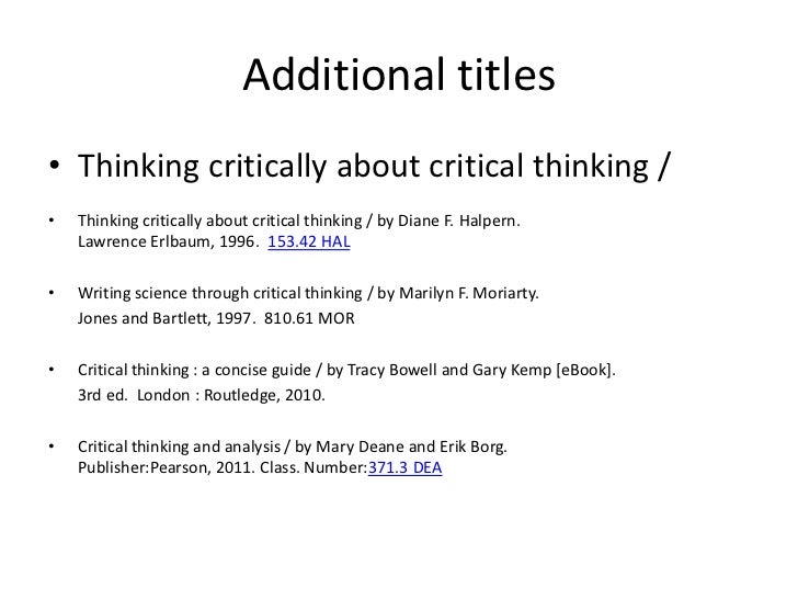 Thinking Critically About Critical Thinking: - US Department of
