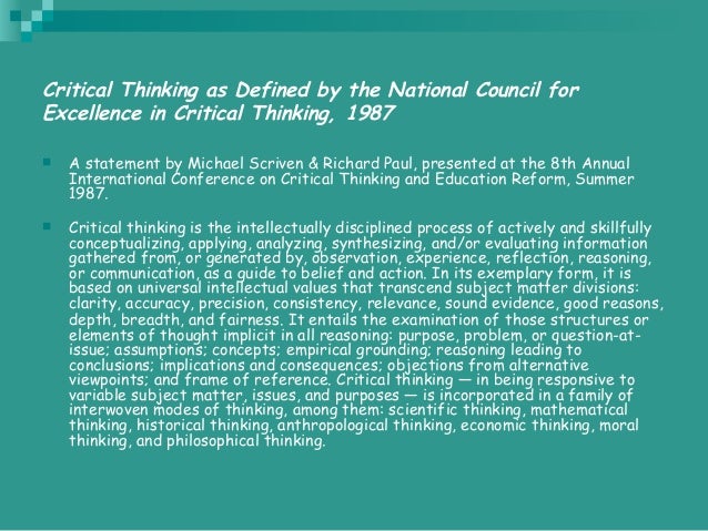Critical Thinking Skills - Definitions and Assessment