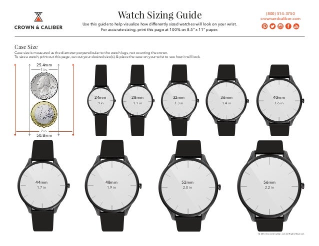 wrist size and watch size