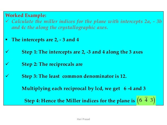 example worked dimensional miller 2 indices