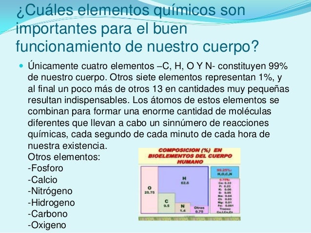 Cuales elementos químicos son importantes para el buen funcionamiento…