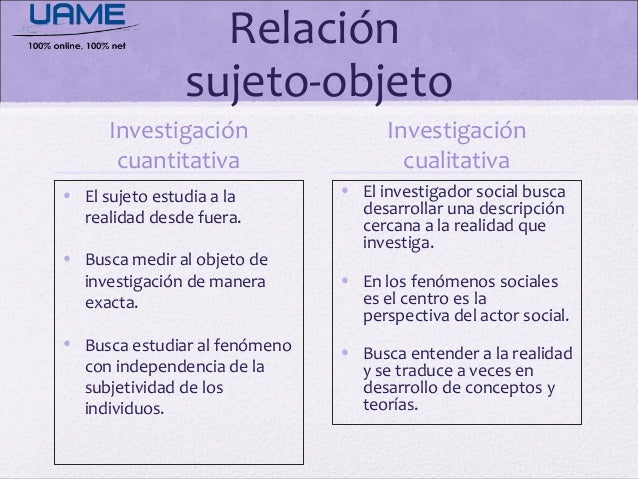 Relacion Sujeto Objeto En La Investigacion Cuantitativa