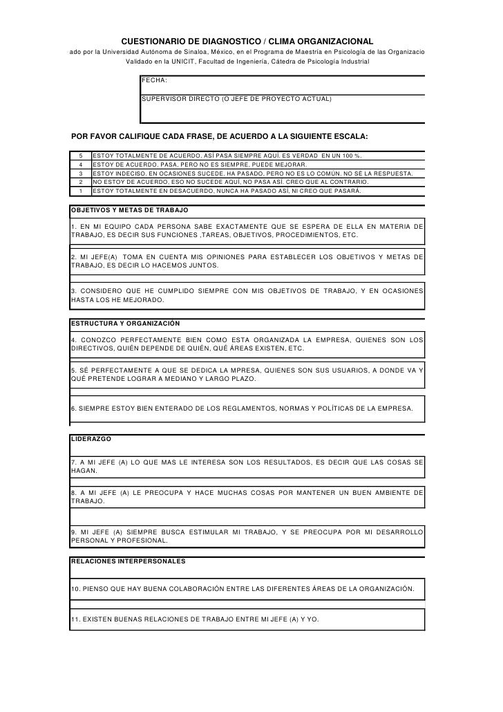 TEST MEDIR CLIMA LABORAL test medir clima laboral: