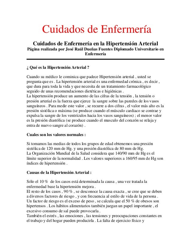 Cuidados de enfermería hipertension Cuidados de enfermería hipertension