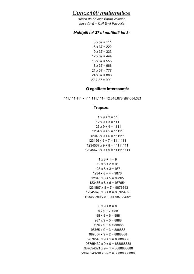 Curiozitati matematice