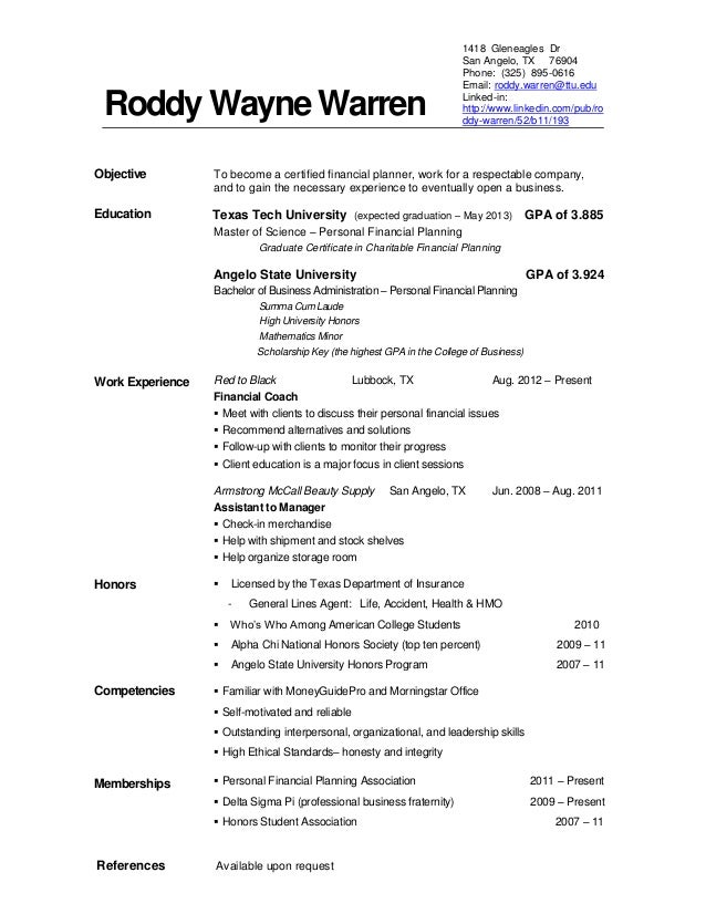 resume in spanish example