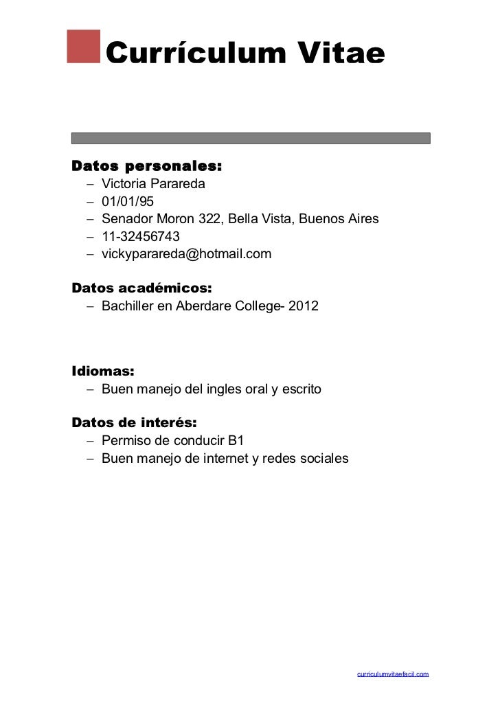 descargar plantilla curriculum vitae basico