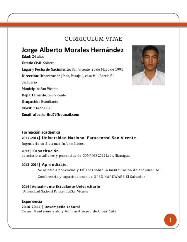 formato curriculum vitae estados unidos