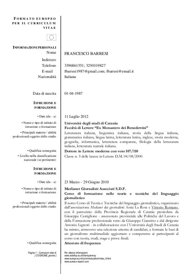 Europass cv format picture