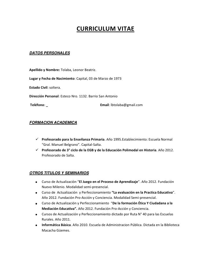 curriculum vitae simple ejemplos