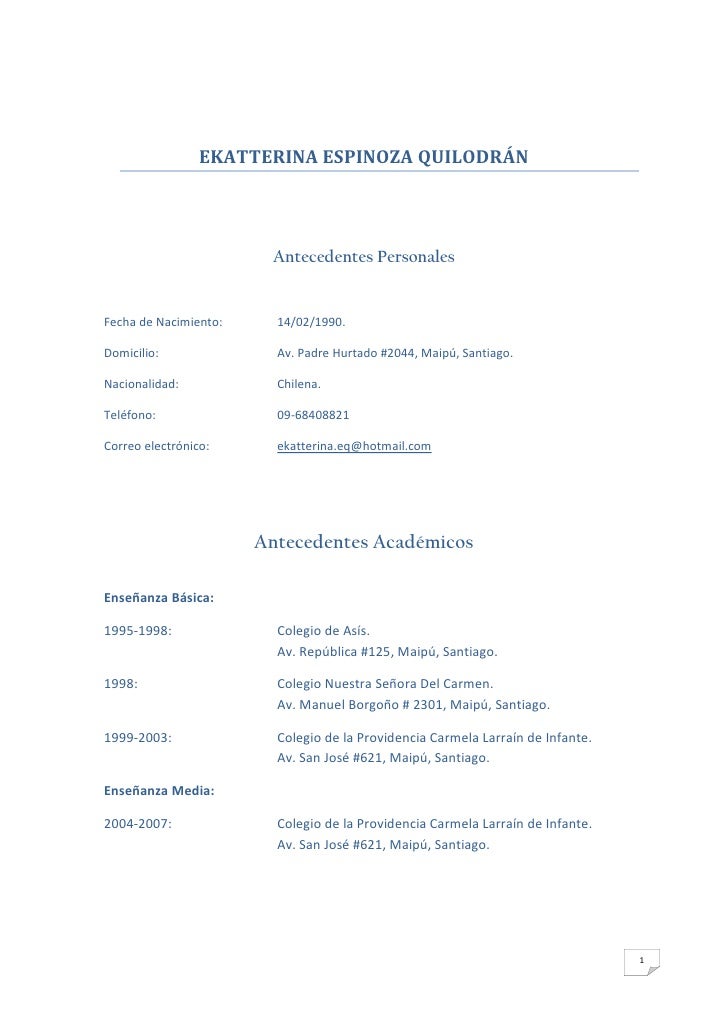 plantilla para curriculum vitae chile 2015 plantilla para curriculum vitae chile 2015