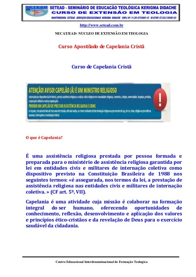 Curso de capelania gratis