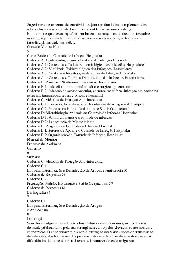 Curso basico de controle de infeccao hospitalar caderno a