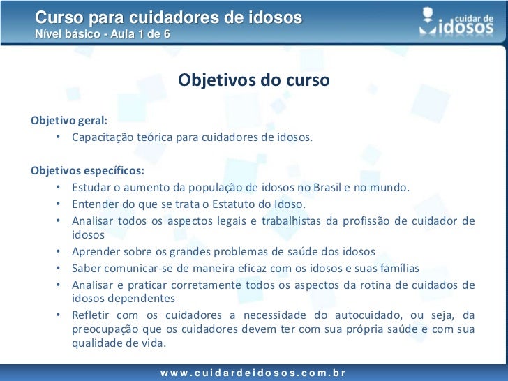 Cursos cuidador de idosos