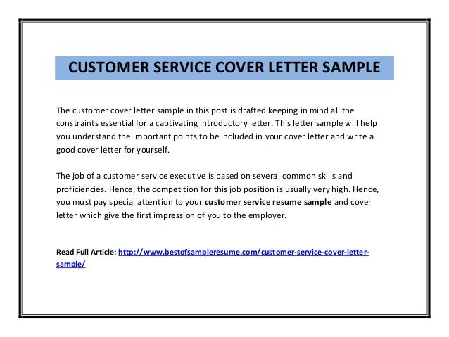 Customer Service Cover Letter Sample - Job Searching - About com