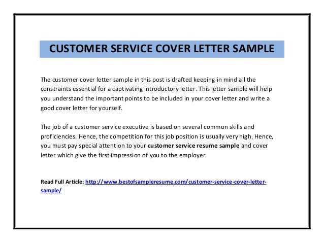 cover letter examples of customer service