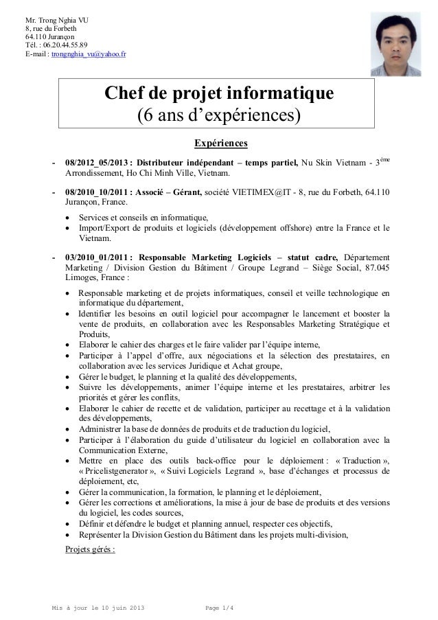 Cv trong vu - cdp informatique Cv trong vu - cdp informatique