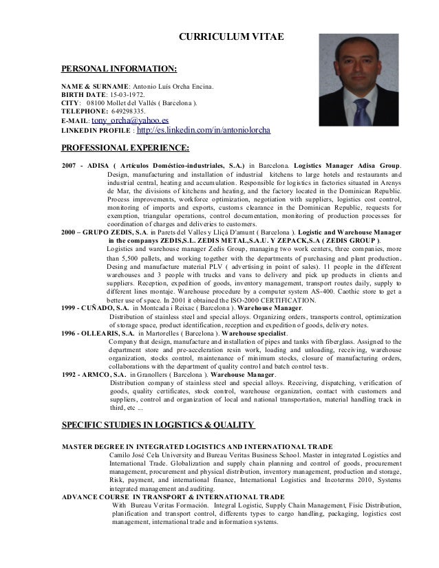 curriculum vitae english vzor