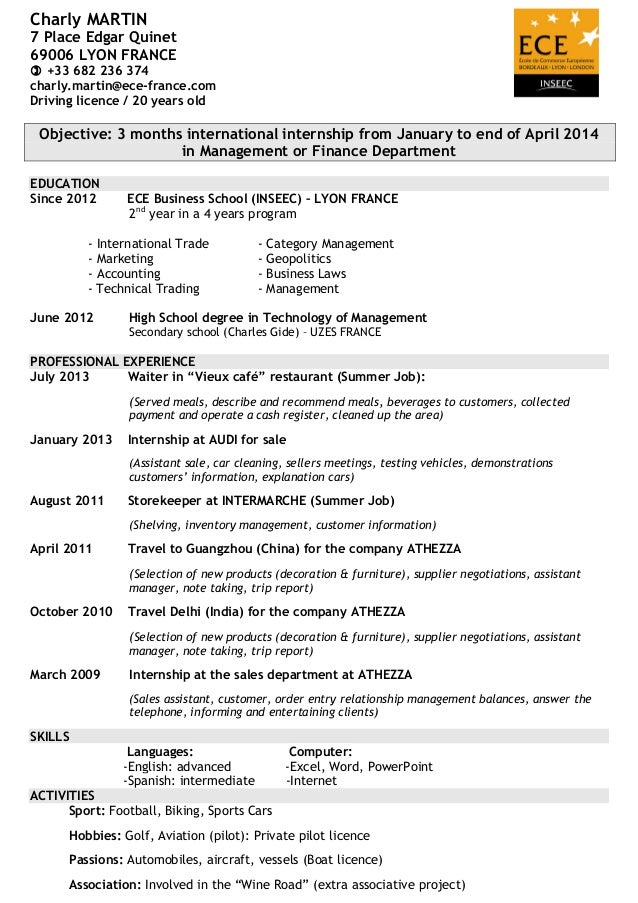 Finance officer resume