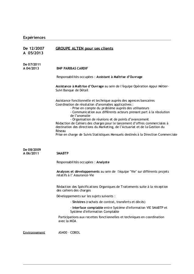 exemple cv maitrise d ouvrage