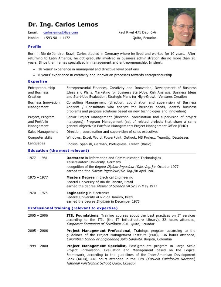 curriculum vitae english pattern