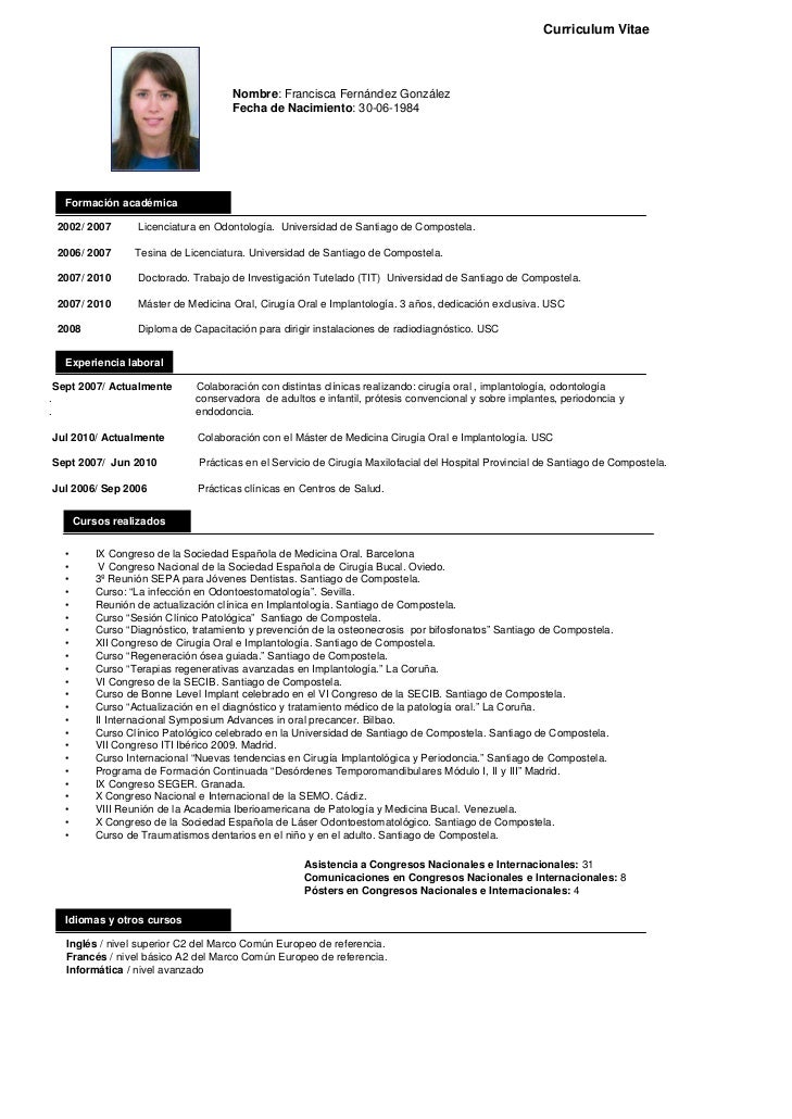 dental curriculum vitae