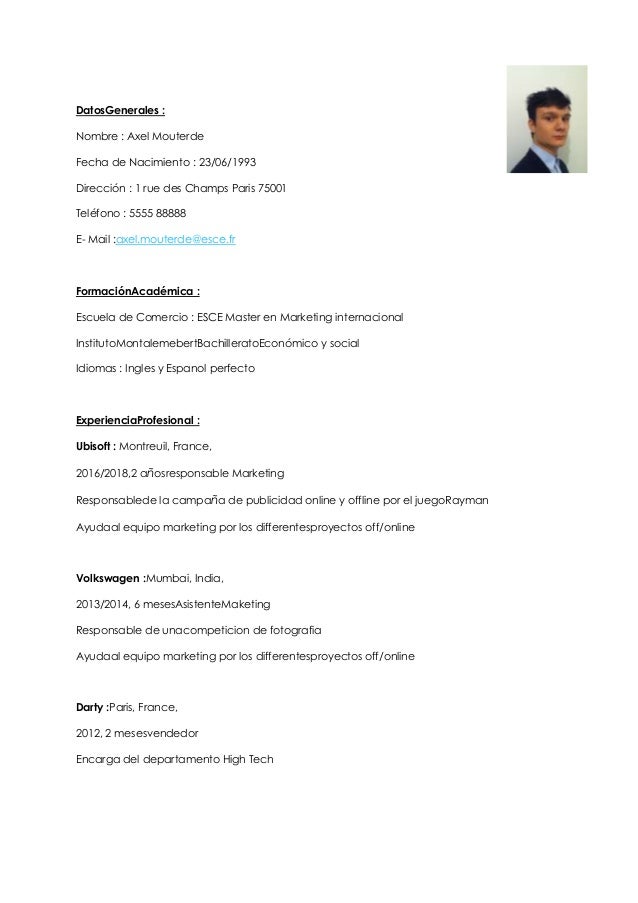 modelo curriculum vitae espa ol testwordpress wddemo net modelo resume