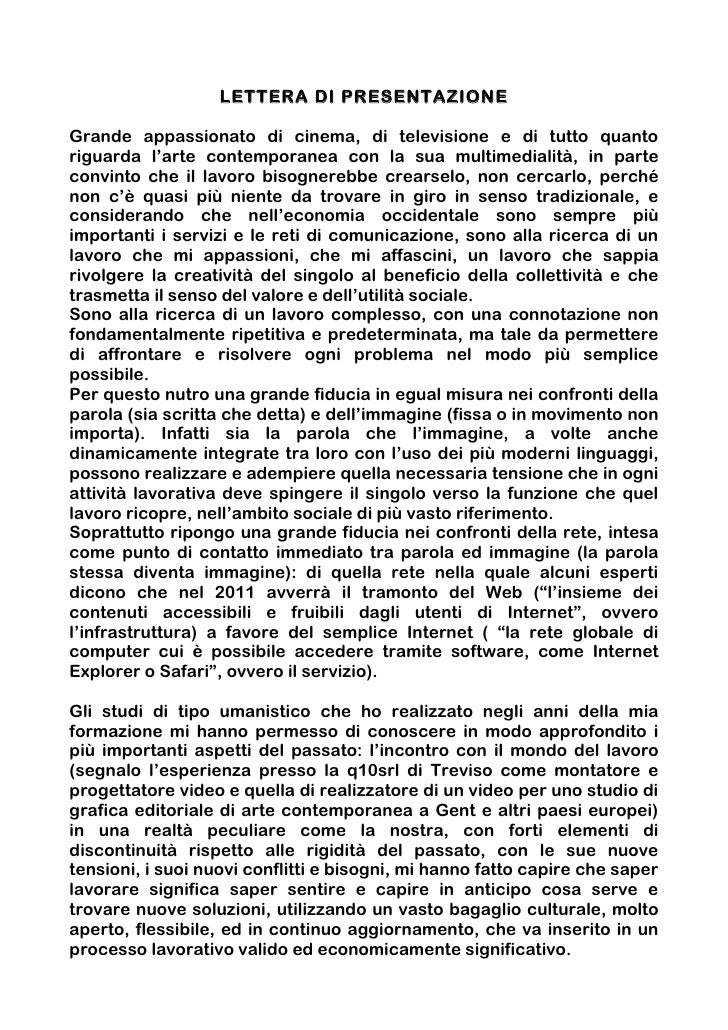 lettera di motivazione
