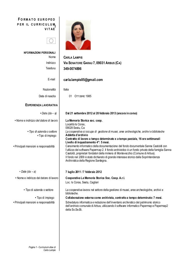 Layout Cv Europeo | cv formato europeo carla per biblioteca Layout Cv Europeo | cv formato europeo carla per biblioteca