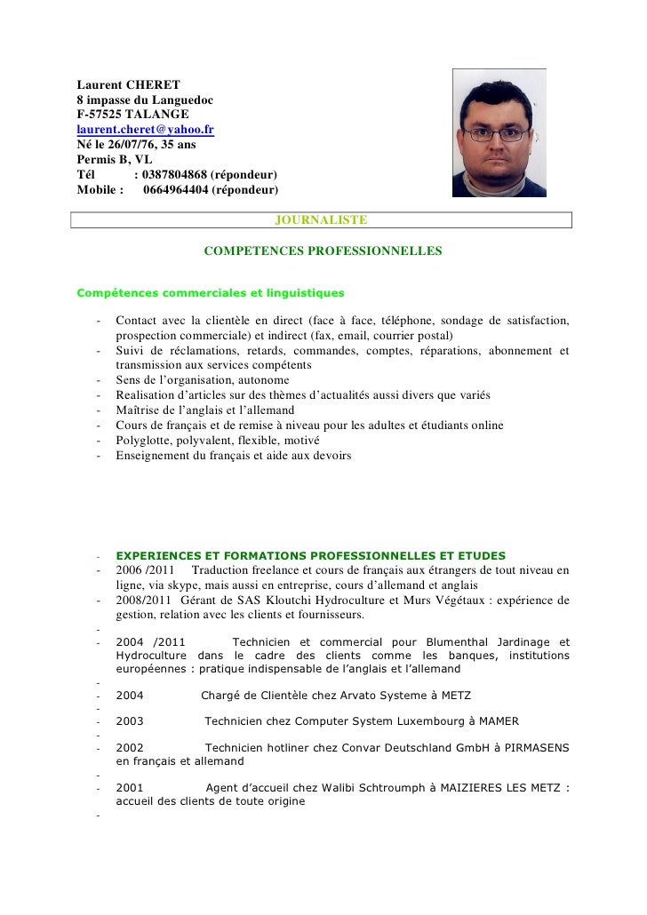Cv journaliste
