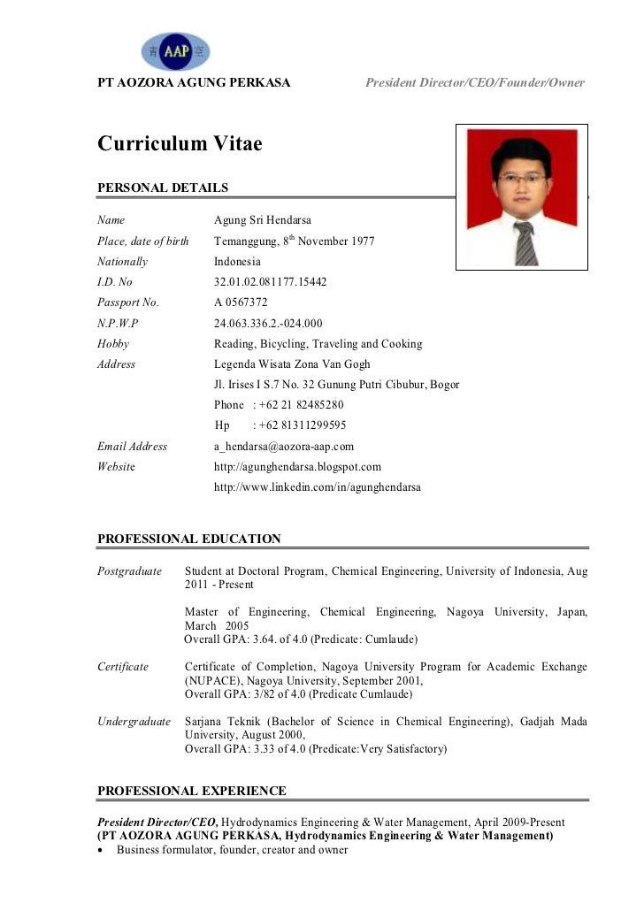 Format CV Curriculum Vitae Bahasa Inggris Terbaru besides Contoh Cv ...