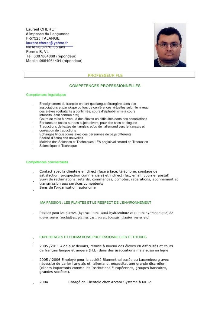 exemple cv prof