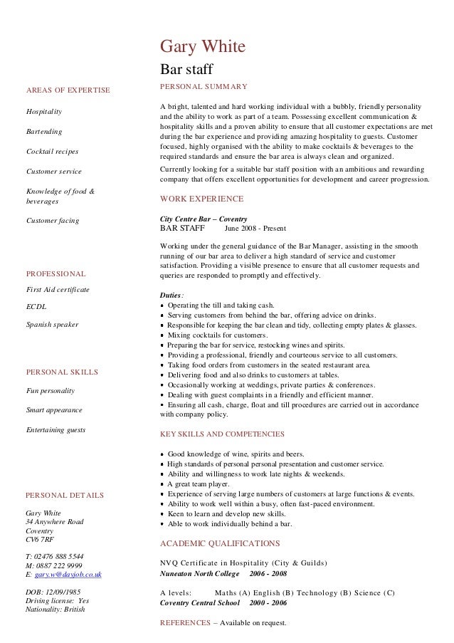 cv resume examples to download for free how to make a bartender resume