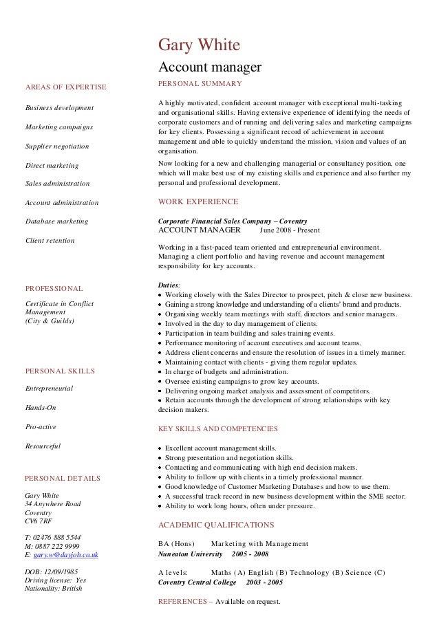 cv resume examples to download for free