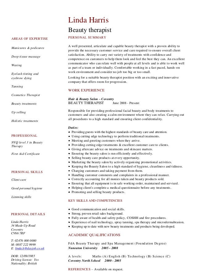 spa resume sample