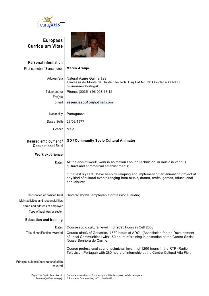 curriculum vitae european model english evoo tk euro cv template