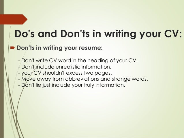 heading of a resumes