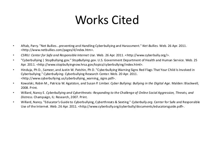 bullying works cited bullying works cited