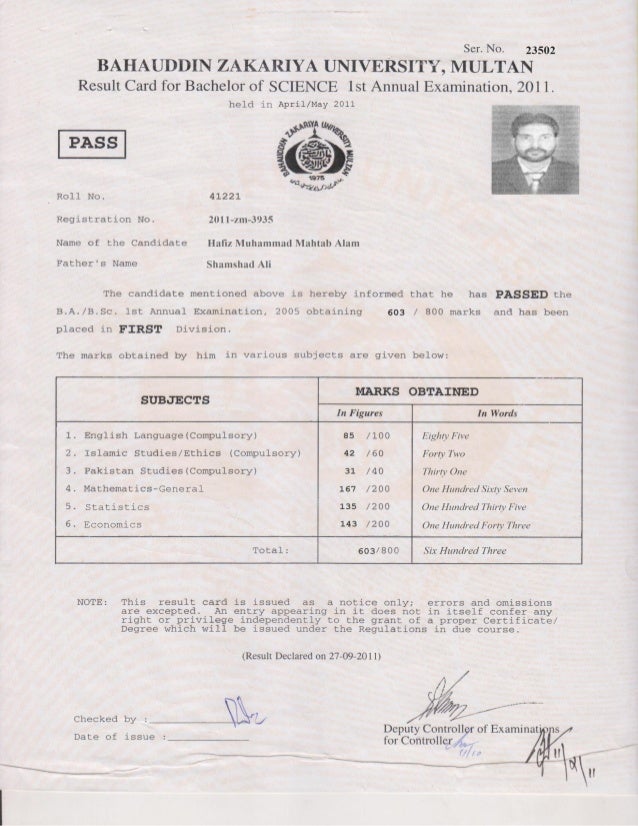 B SC Certificate B SC Certificate