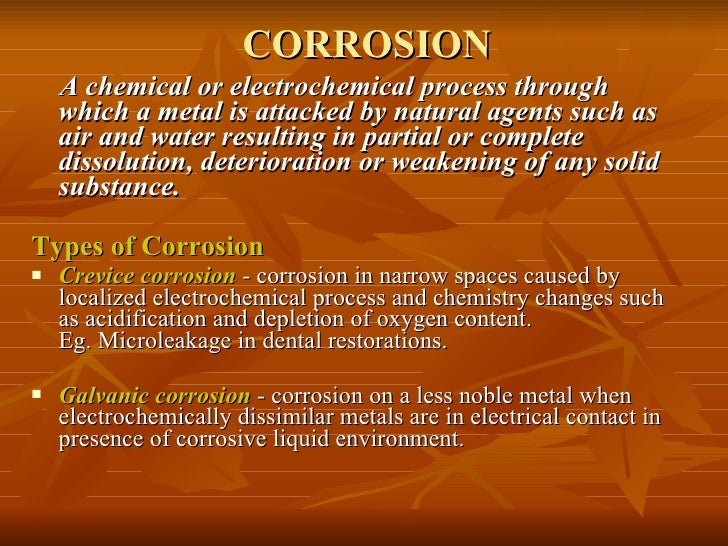 Tarnish and Corrosion in Dentistry