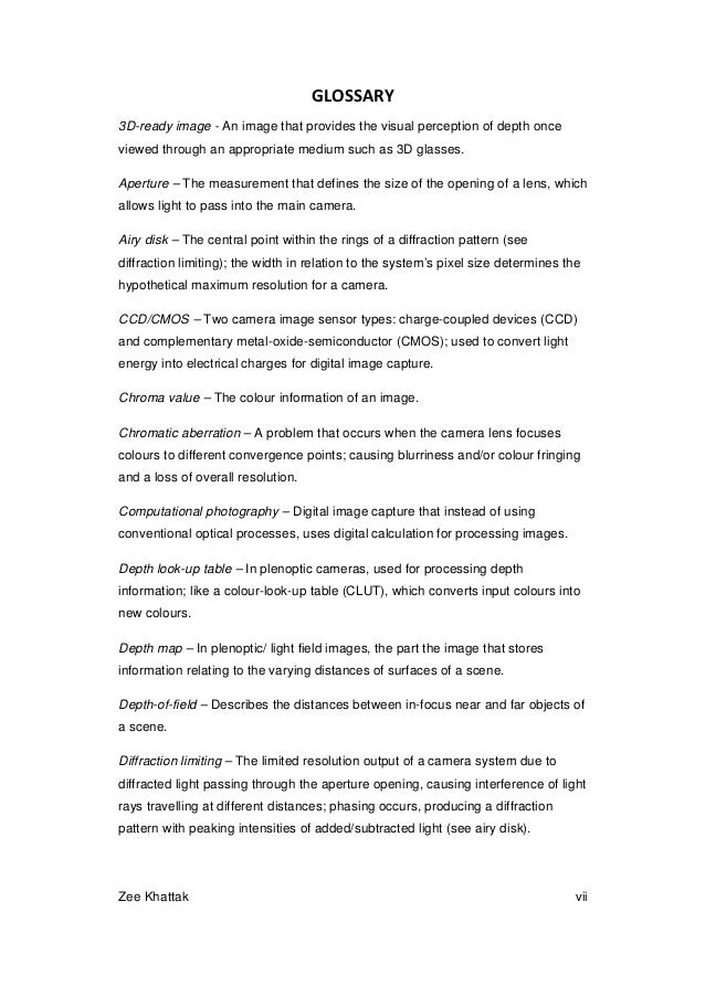 Dissertation glossary terms