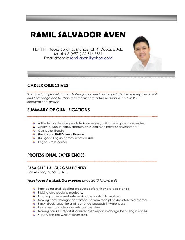 sample ng resume